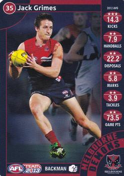 2013 Team Zone AFL Team #35 Jack Grimes Front